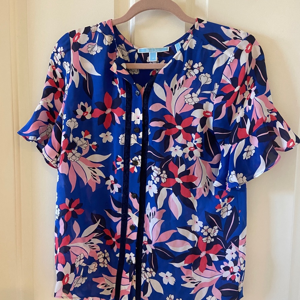 DRAPER JAMES Women’s Size 4 Dress Shirt Blue Short Sleeve - Picture 3 of 4